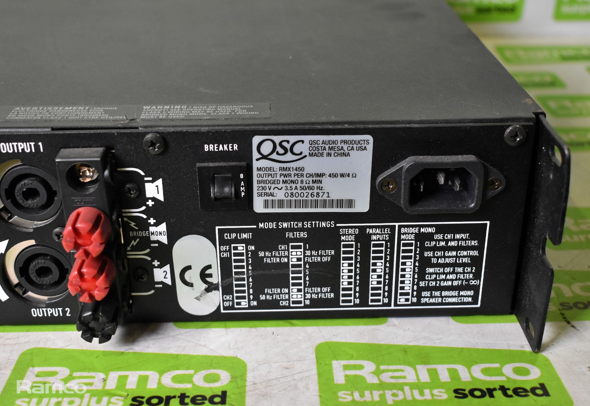 QSC Audio RMX 1450 Professional power amplifier unit - Image 5 of 6
