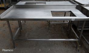 Stainless steel table with upstand and rectangular cut out - L 1700 x W 700 x H 900mm