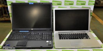 HP Compaq 8710W laptop - NO HARD DRIVE, Apple Macbook Pro A1286 laptop - NO HARD DRIVE