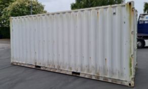 20 foot shipping container with fitted shelving unit and benches - L 20 x W 8 x H 8.5ft