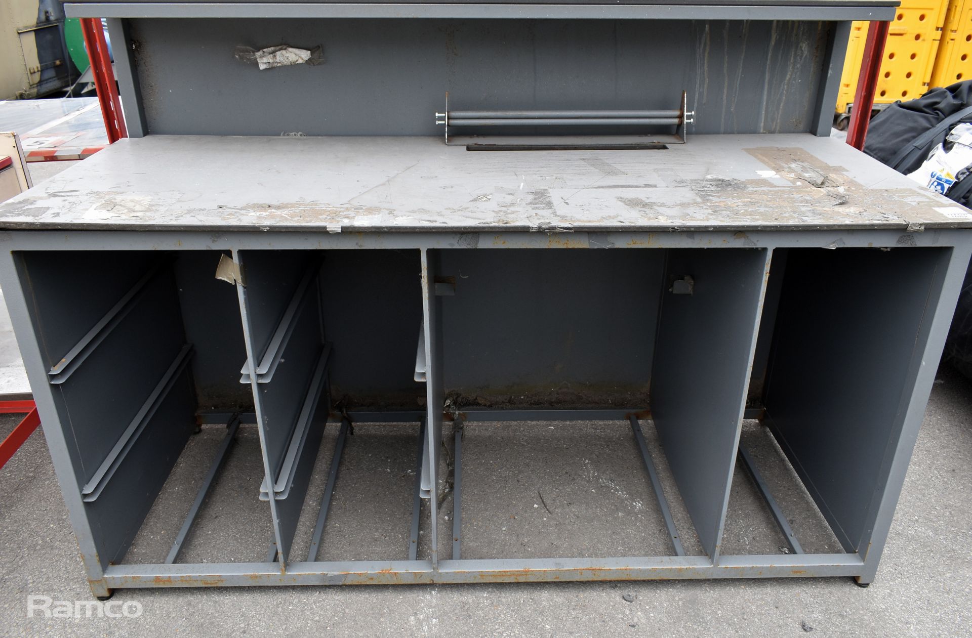 Steel framed workshop table with 2 tier shelves - W 1850 x D 730 x H 2110mm - Bild 4 aus 6
