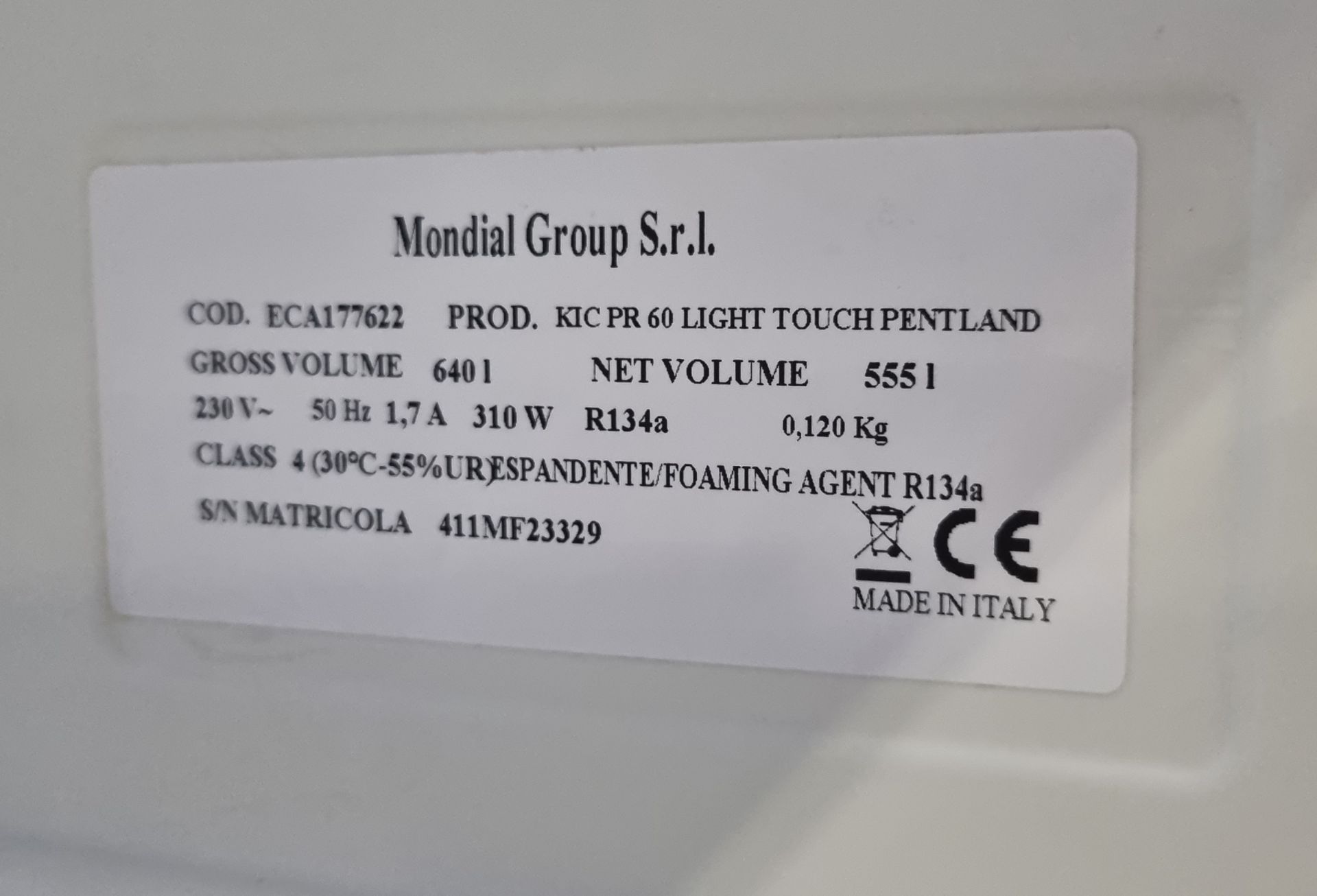 Mondial Elite KICPR60 Light touch upright refrigerator - 640 litre W 775 x D 740 x H 1872mm - Bild 4 aus 4