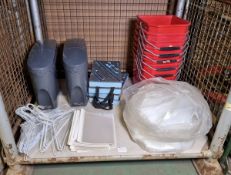 Assorted lot - Sanitary bins, buckets, clothes hangers, polyurethane bags, tool trays & A4 folders