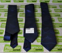 3x blue ties with naval patterns and images