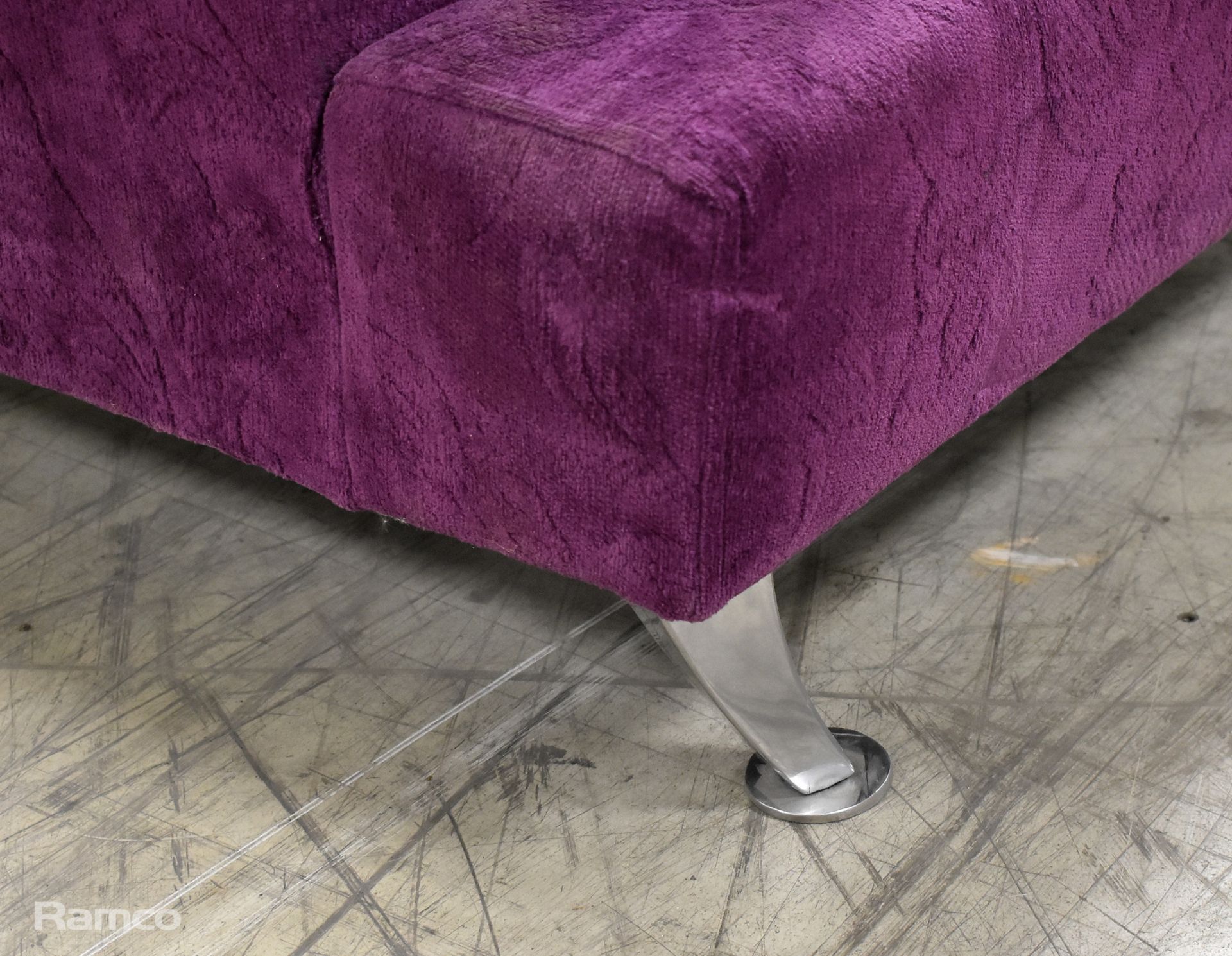 Purple padded sofa - W 150 x D 900 x H 770mm, Purple padded chair - Image 7 of 8