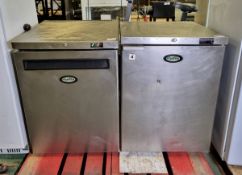 2x Foster stainless steel single door undercounter freezers - W 600 x D 675 x H 830mm