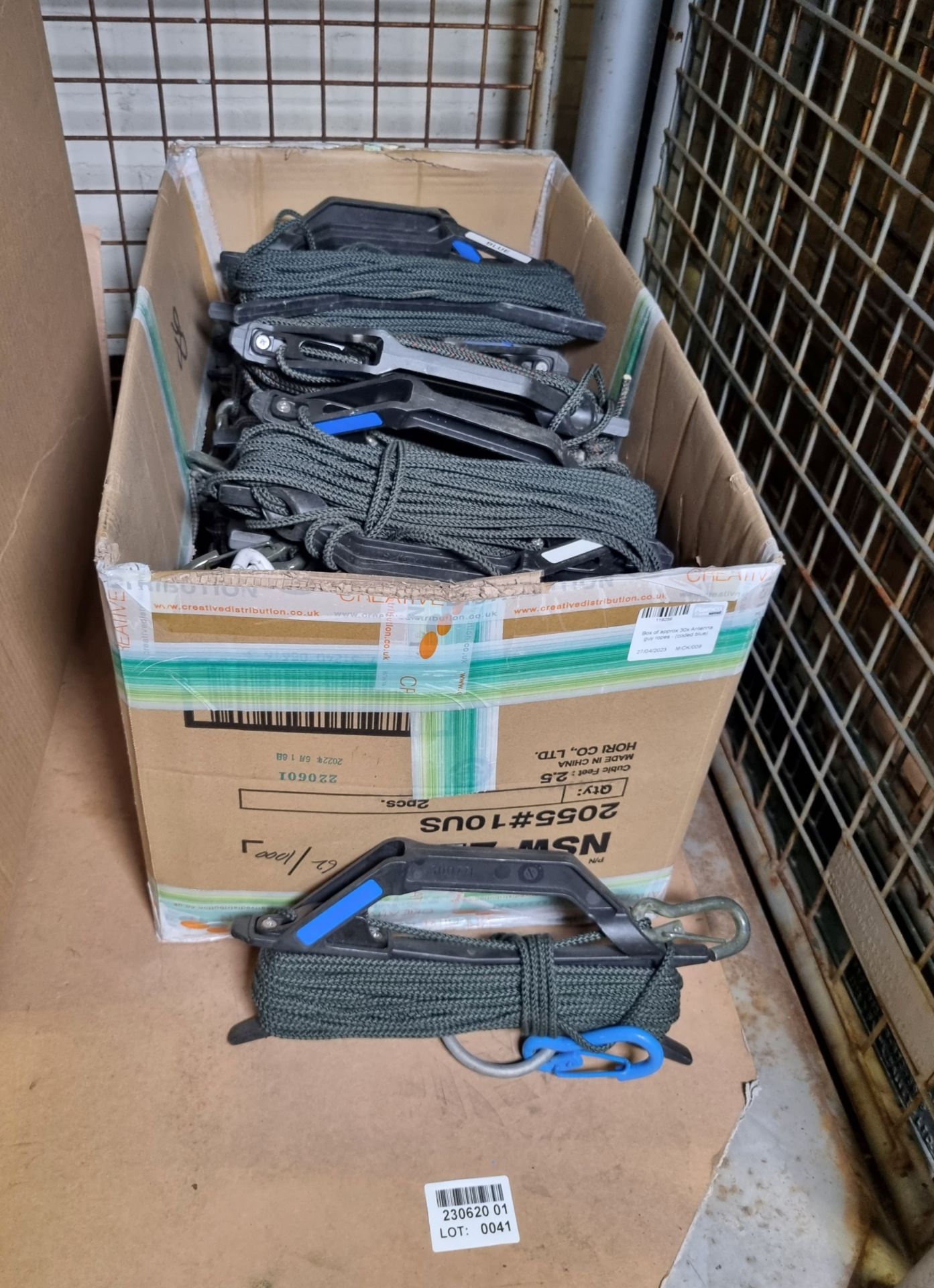 Box of approx 30x Antenna guy ropes - (coded blue)