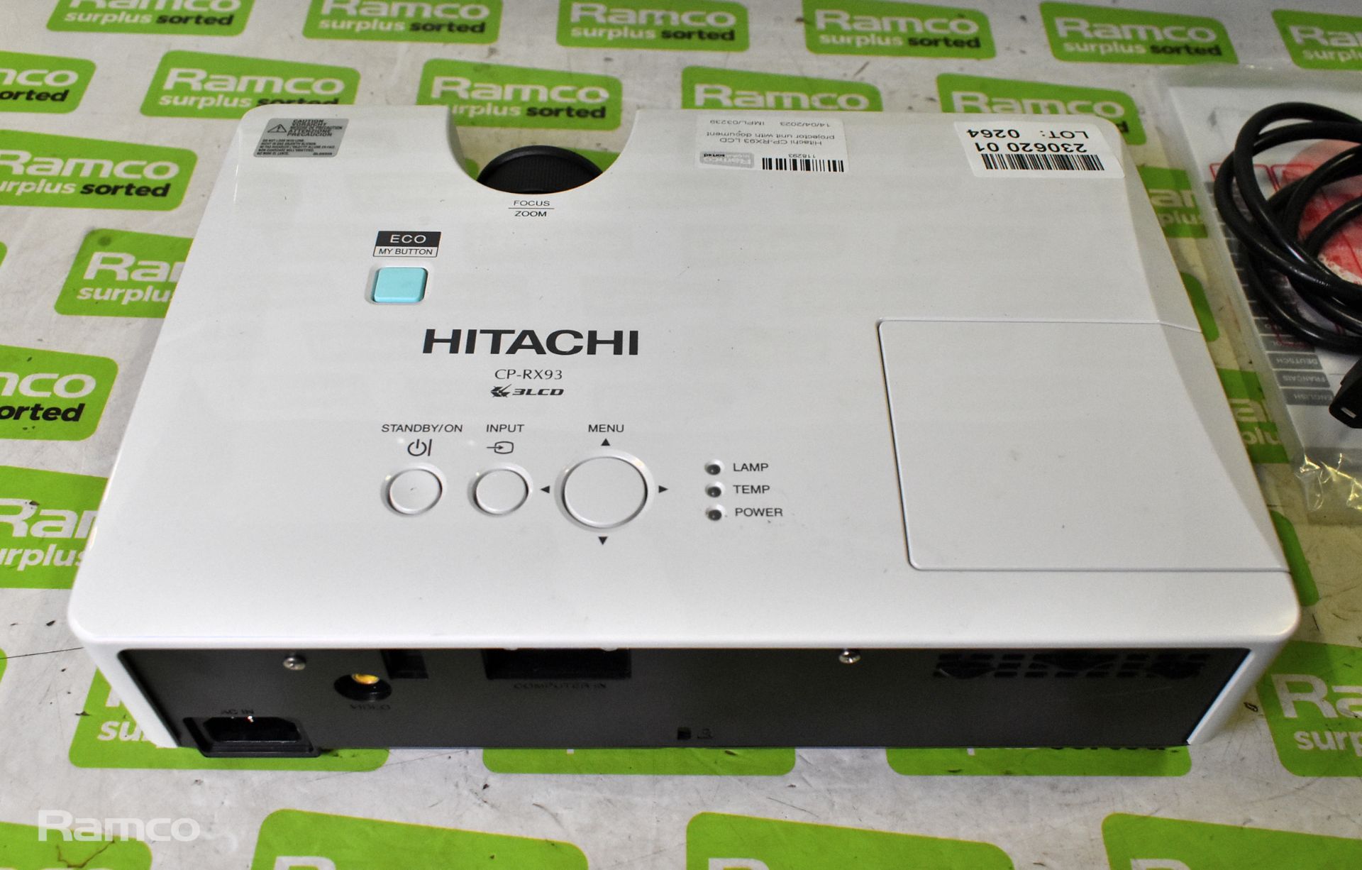 Hitachi CP-RX93 LCD projector unit with document - Image 2 of 4