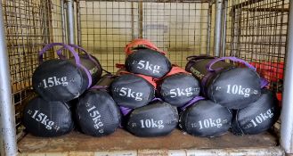 12x exercise powerbags : 3x 5kg, 6x 10kg, 3x 15kg