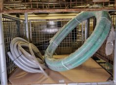 2x Clear pipes 30 & 25mm O.D, 1x green suction pipe - approx size diameter 75mm x 8.5M