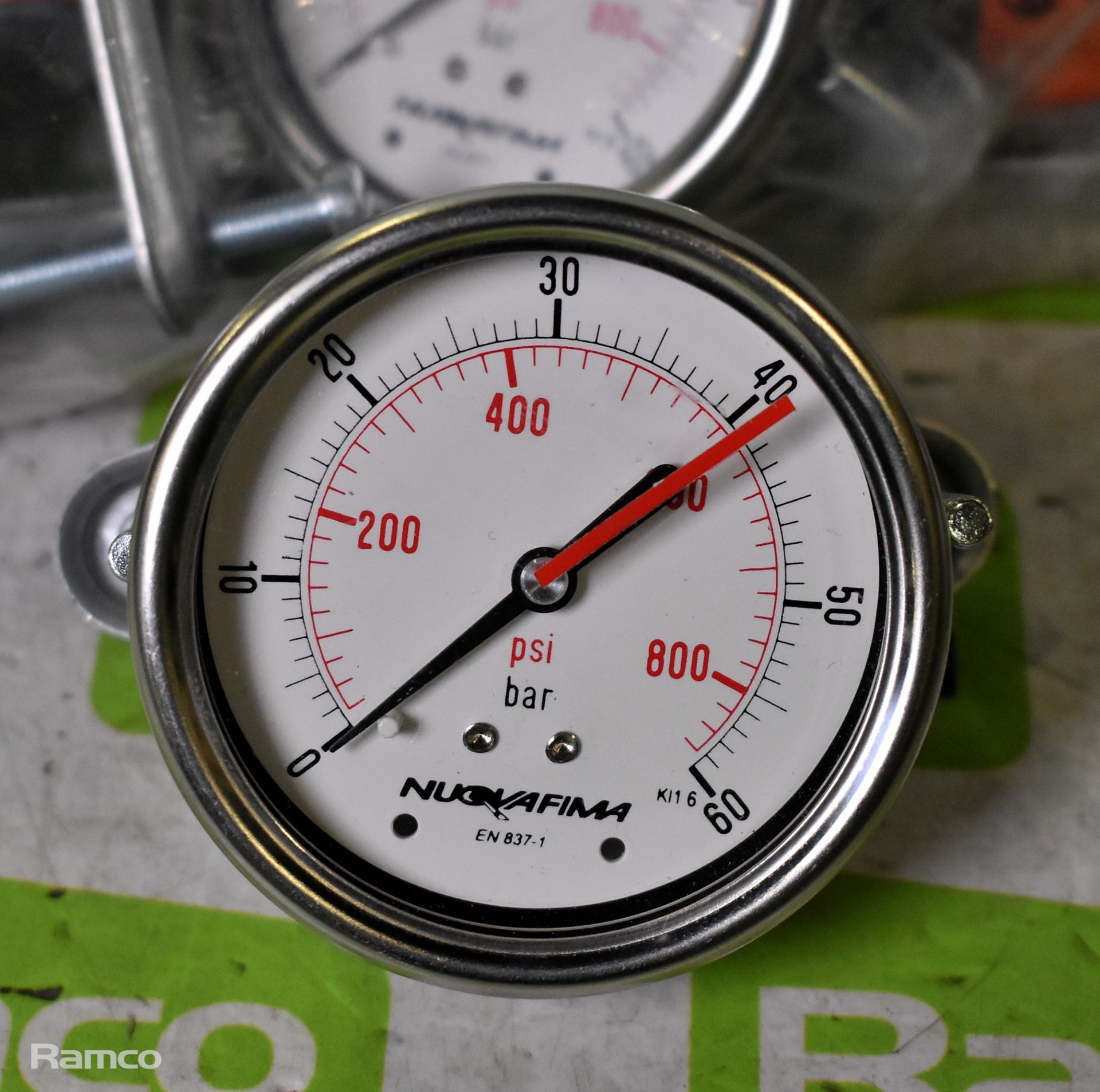10x Nuova Fima EN 837-1 pressure gauges (5 x 10 bar/140 psi and 5 x 60 bar/800 psi) - Image 2 of 5