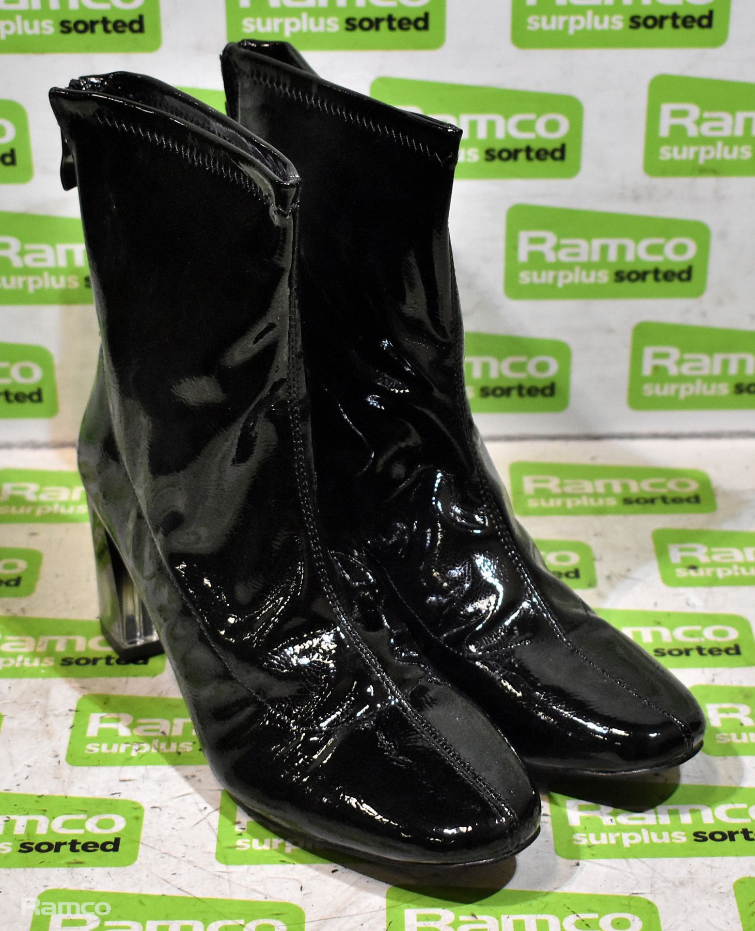 Spot On F50686 black patent zip-up boots - UK size 6 - not worn - still boxed