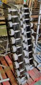 Reebok dumbbell weight set with rack silver/black - 1 to 8 kg - W 570 x D 880 x H 1240mm