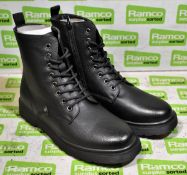 Deakins Holland black leather effect zip and lace-up boots - UK size 9 - not worn - still boxed