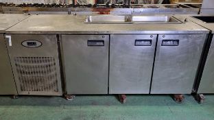 Foster PRO 1/3H-A stainless steel triple door counter fridge - SPARES OR REPAIRS - W 1865 x D 705mm