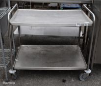 Stainless steel 2 tier trolley - L 1025 x W 620 x H 945mm