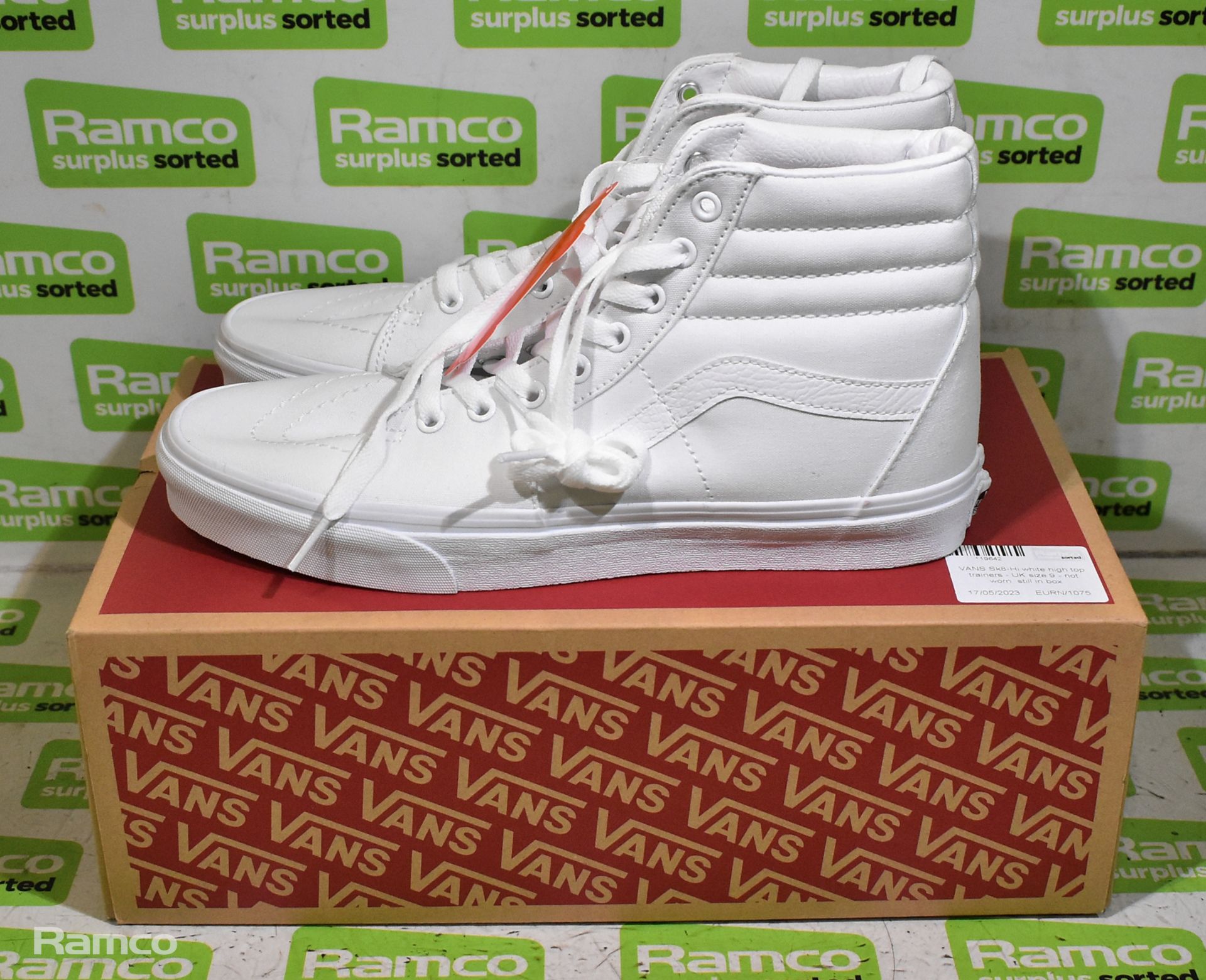 VANS Sk8-Hi white high top trainers - UK size 9 - not worn, still in box