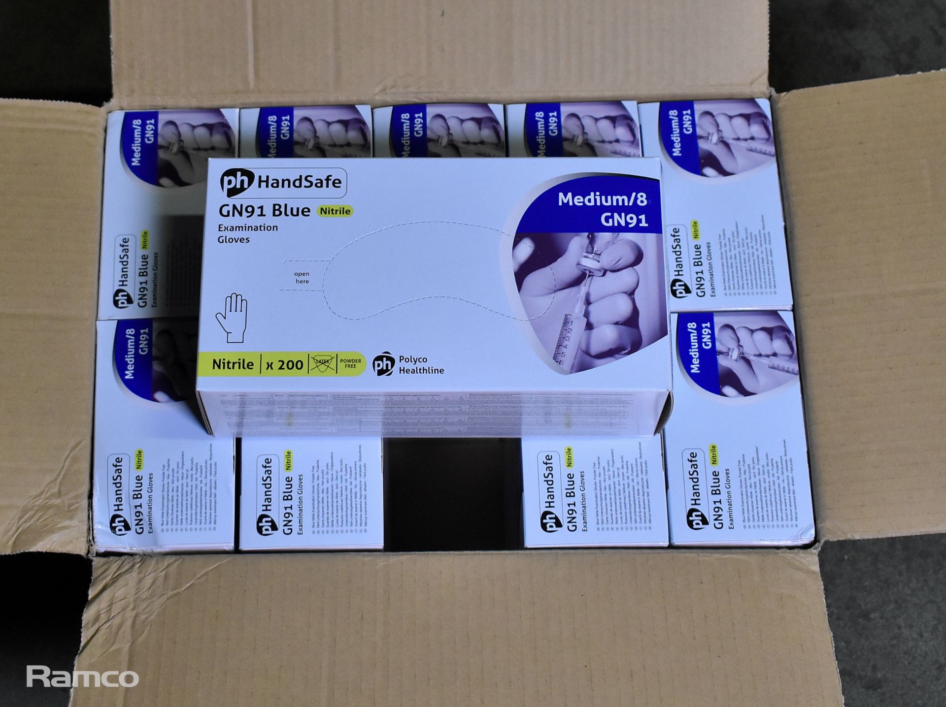 HandSafe GN91 powder free blue nitrile exam gloves - medium - 10 packs per case - Image 2 of 3