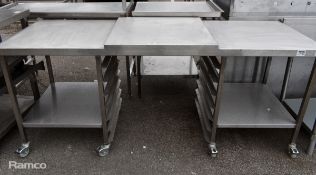 Stainless steel counter top with 7x tray rack - L 2100 x W 700 x W 900mm