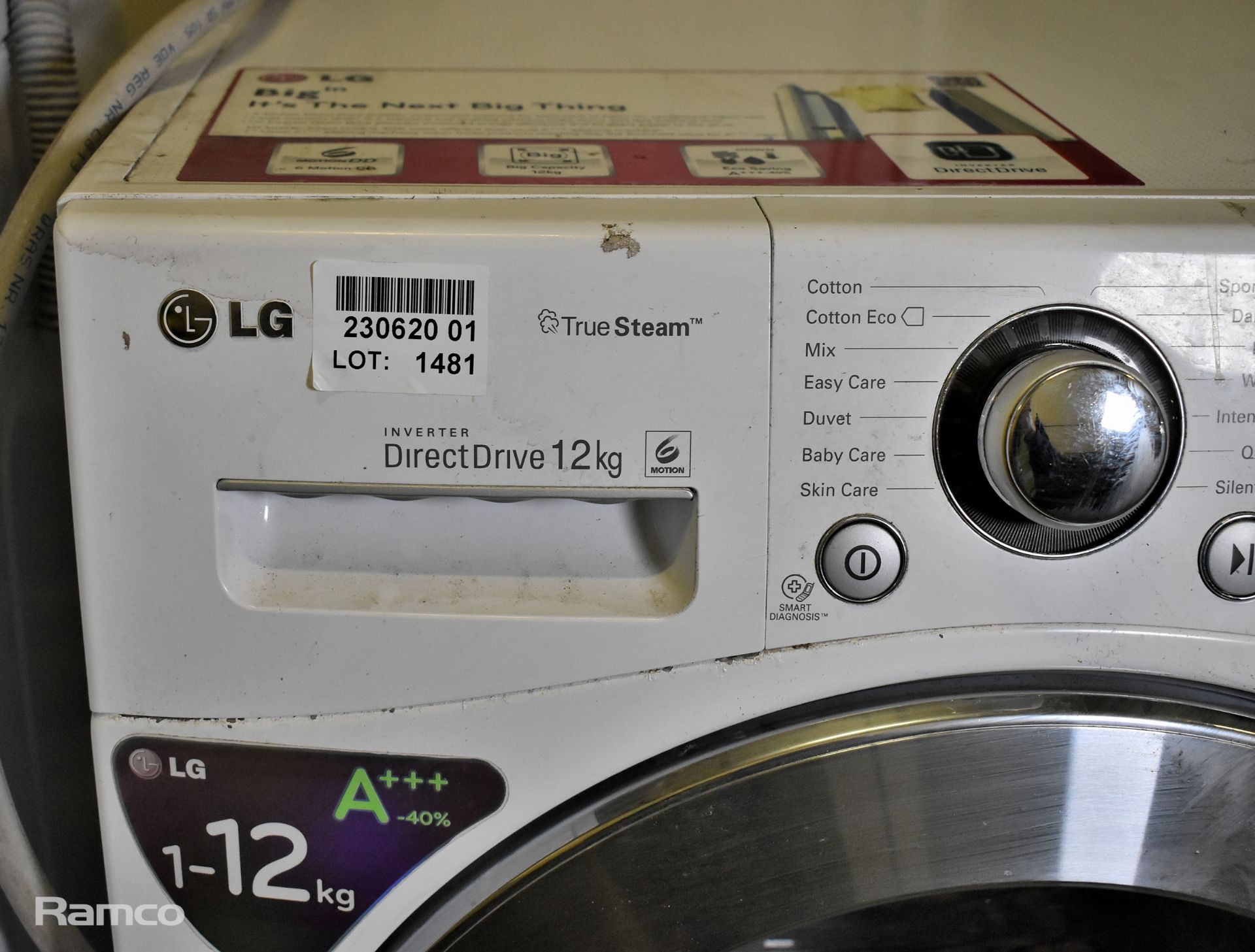 LG Truesteam 12kg direct drive washing machine - L 600 x W 600 x H 850mm - SOME COSMETIC DAMAGE - Image 4 of 4