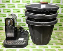 3x Black utility buckets, Magimix M190 Milk nespresso coffee machine - NO MILK FROTHER OR WATER TANK