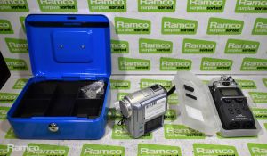 Zoom H5 handheld recorder, Sony DCR-PC103E digital handycam camcorder (missing battery)