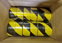 40x boxes of Adhesive tape Black / Yellow warning 50 mm wide - 12 per box