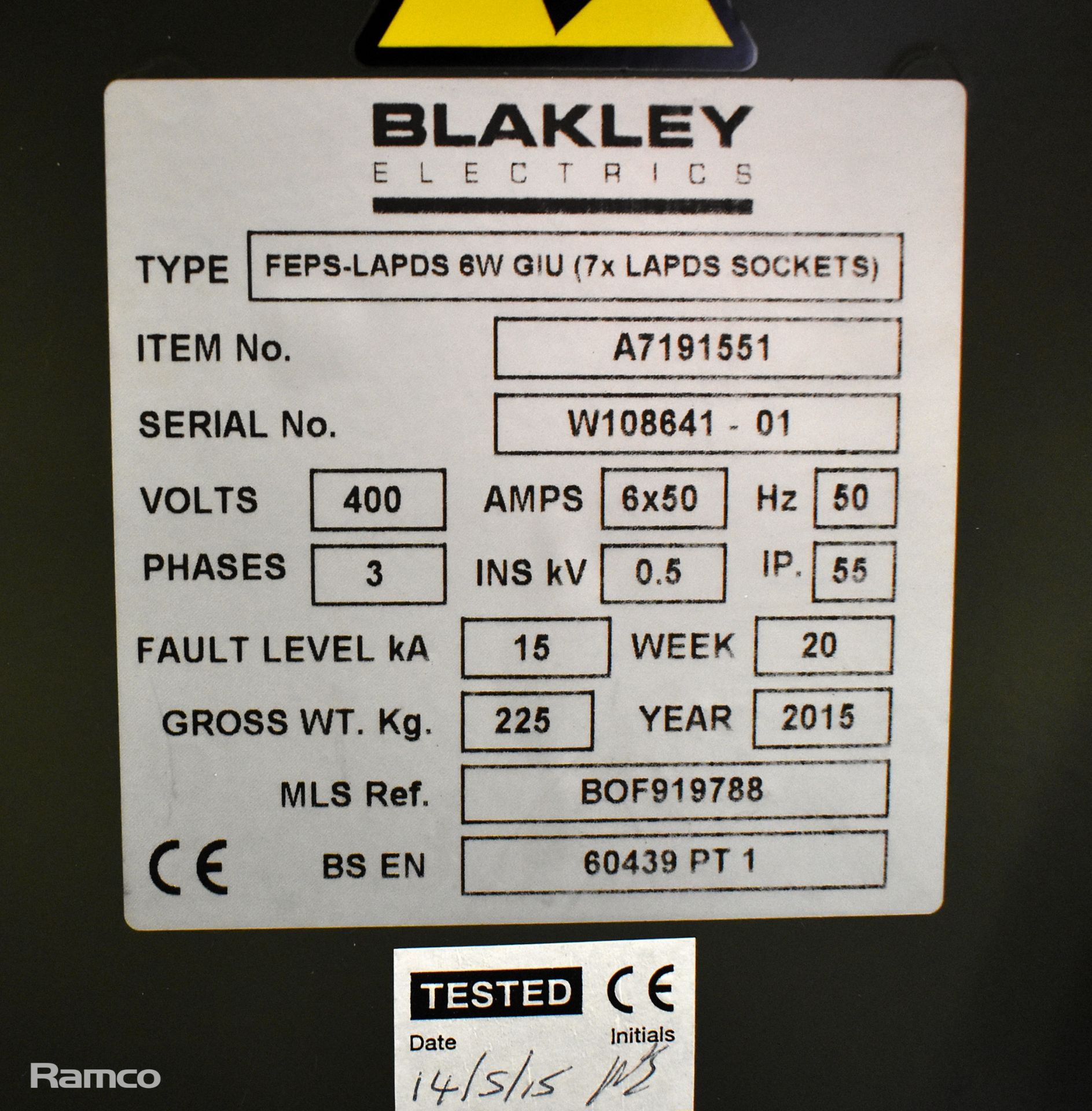 Blakely FEPS-LAPS 6W GIU 7 x LAPDS Sockets - 400V - 3ph - 6x50 amp - 50hz - YoM 2015 - Bild 6 aus 7