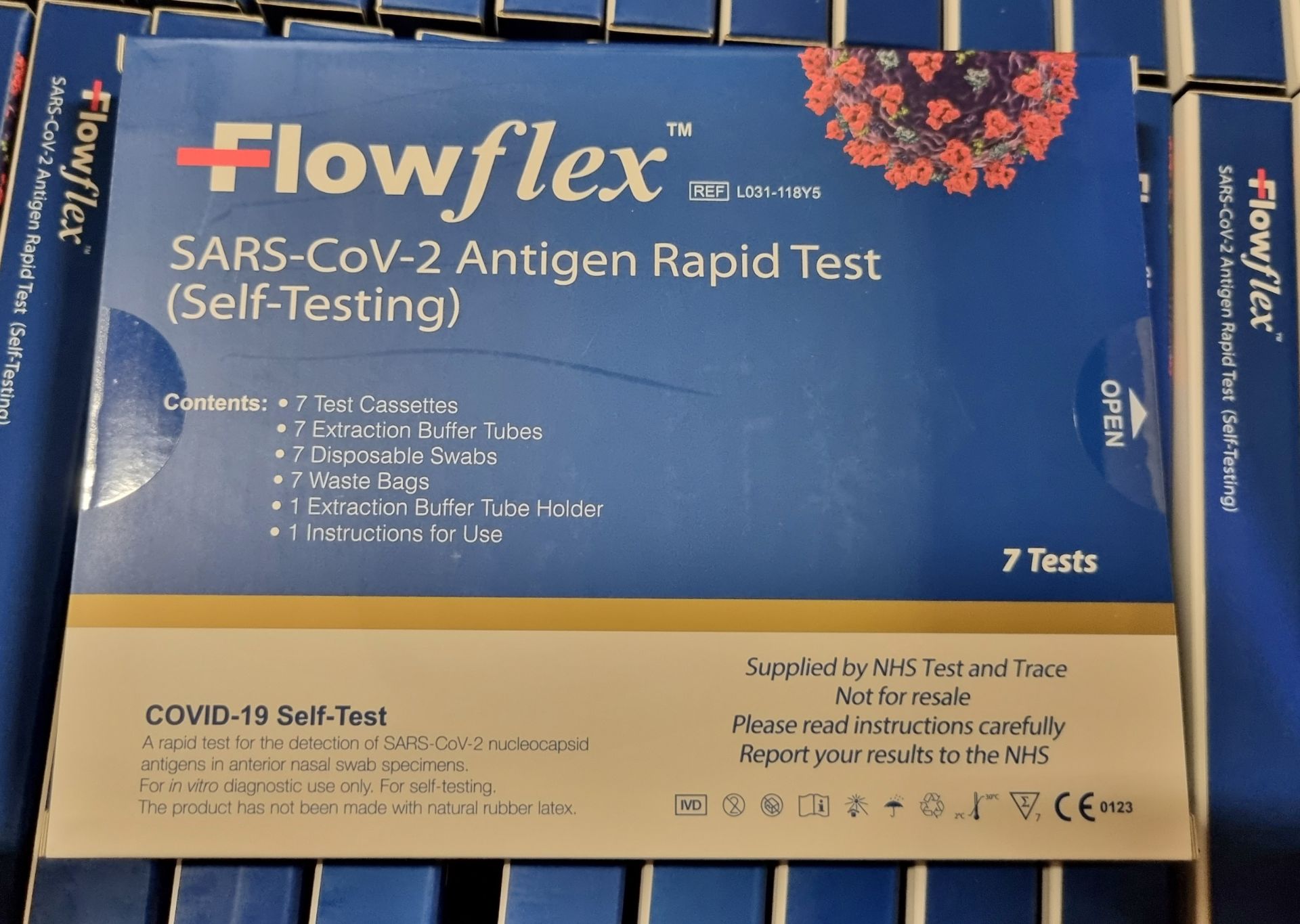 7x boxes of Flowflex SARS-CoV-2 antigen rapid test (self testing) - 392 tests per box - Image 2 of 5