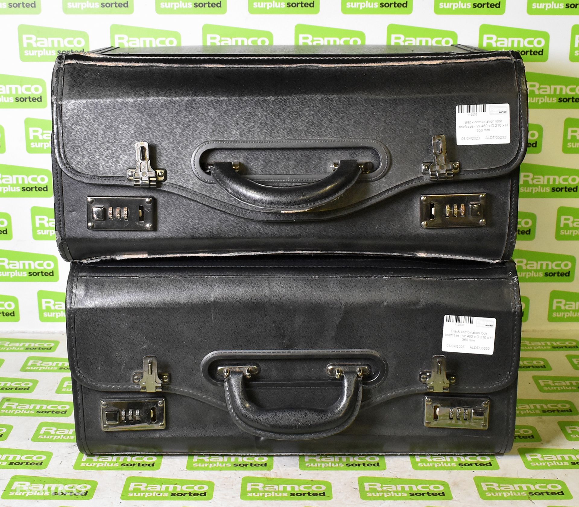 2x Black combination lock briefcases - W 460 x D 210 x H 350 mm