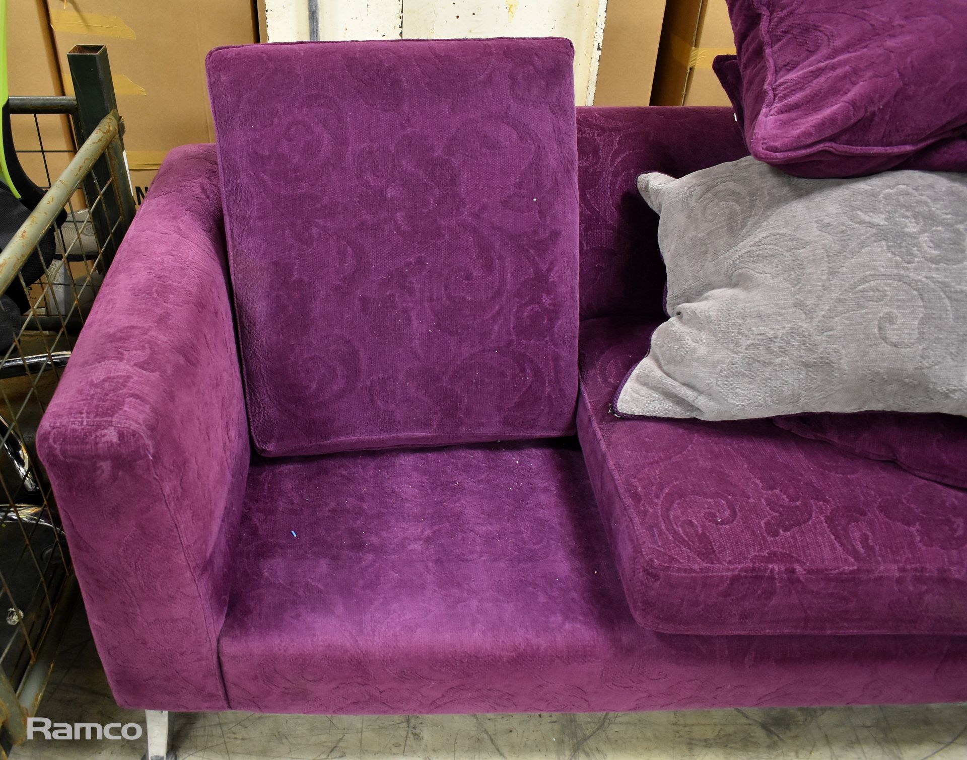 Purple padded sofa - W 150 x D 900 x H 770mm, Purple padded chair - Image 5 of 8