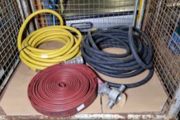 2x high pressure hoses - 1 black, 1 yellow - 45mm x 10mtr, Layflat fire hose - 70mm x 20mtr