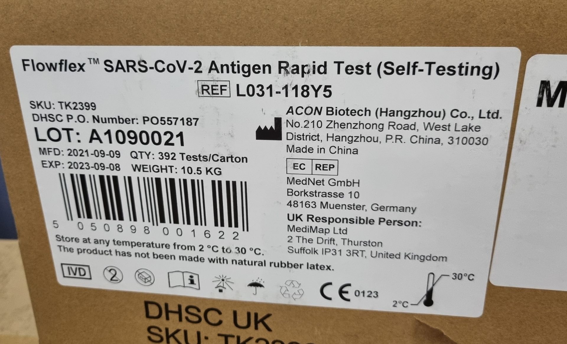 7x boxes of Flowflex SARS-CoV-2 antigen rapid test (self testing) - 392 tests per box - Image 4 of 5