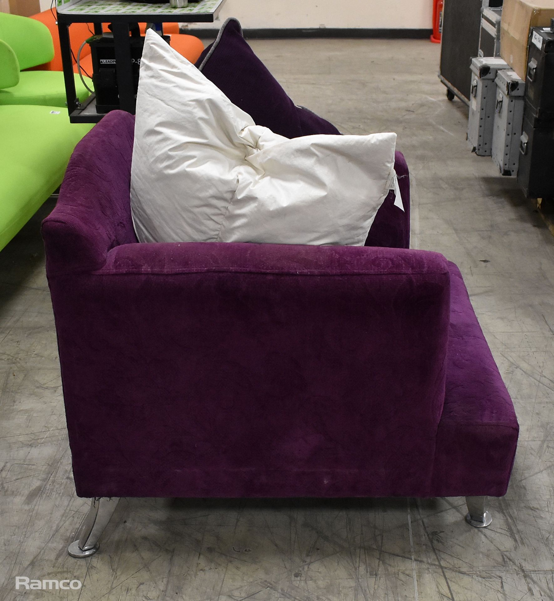 Purple padded sofa - W 150 x D 900 x H 770mm, Purple padded chair - Image 6 of 8
