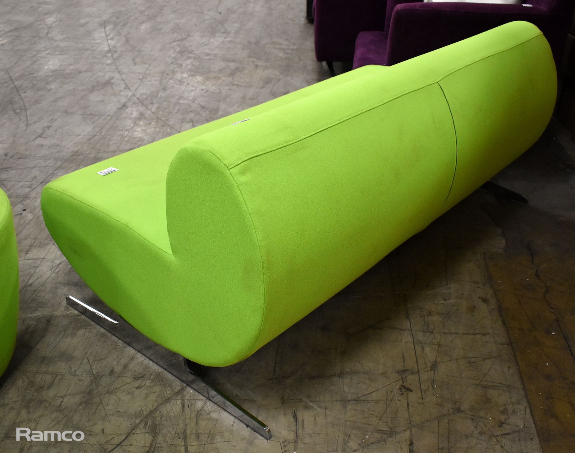 Green padded sofa, Green padded chair, Green padded stool - Image 5 of 5