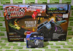 Crash Racers figure 8 trackset, Chad Valley Auto City lights and sounds police bike
