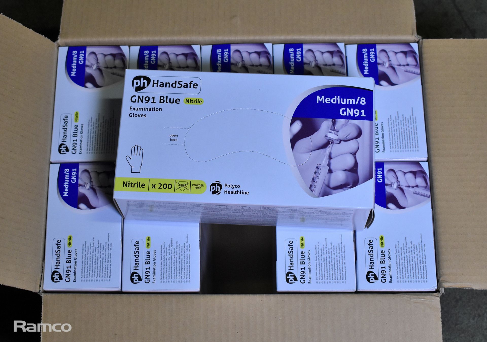 HandSafe GN91 powder free blue nitrile exam gloves - medium - 10 packs per case - Image 2 of 3