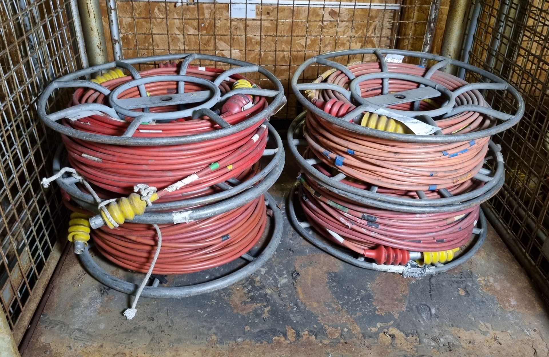 4x Heavy duty double coaxial cables with Lemo connectors and reel