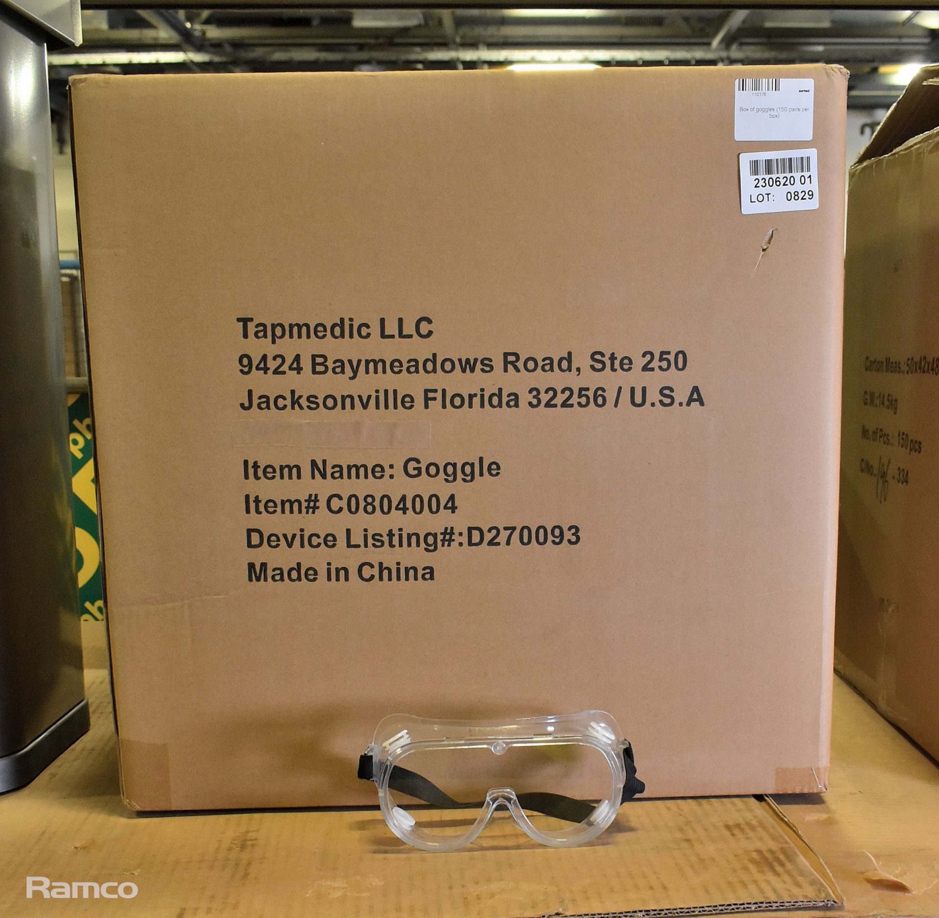 Tapmedic LLC safety goggles - 150 pairs