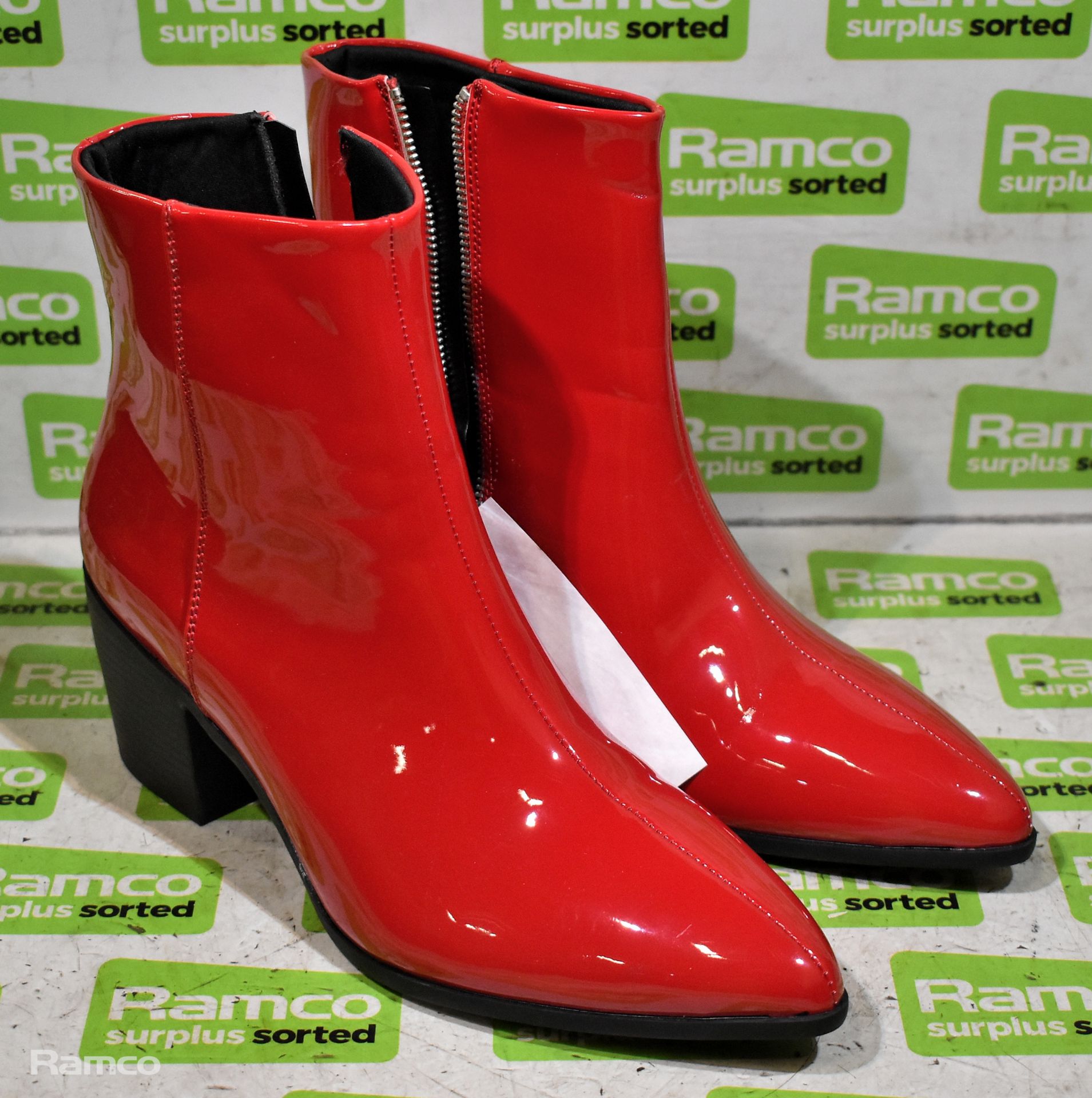 ASOS red patent zip-up heeled ankle boots - UK size 9W - not worn