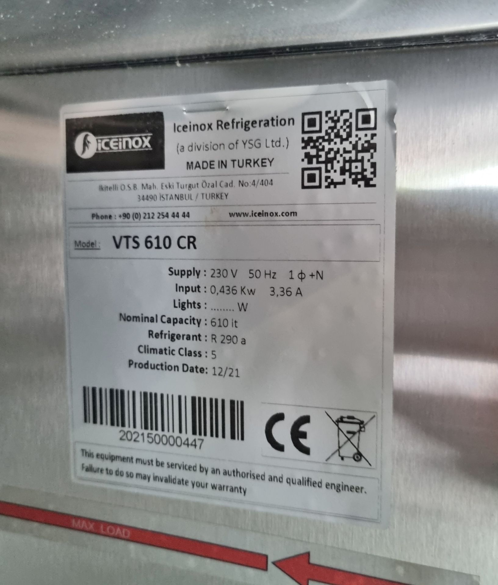 Ice Inox VTS 610 CR stainless steel single door upright fridge - W 700 x D 865 x H 2080mm - Image 4 of 4