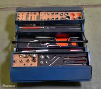 CK metal cantilever tool box - ratchet set with extension bars - sockets - ratchet handles