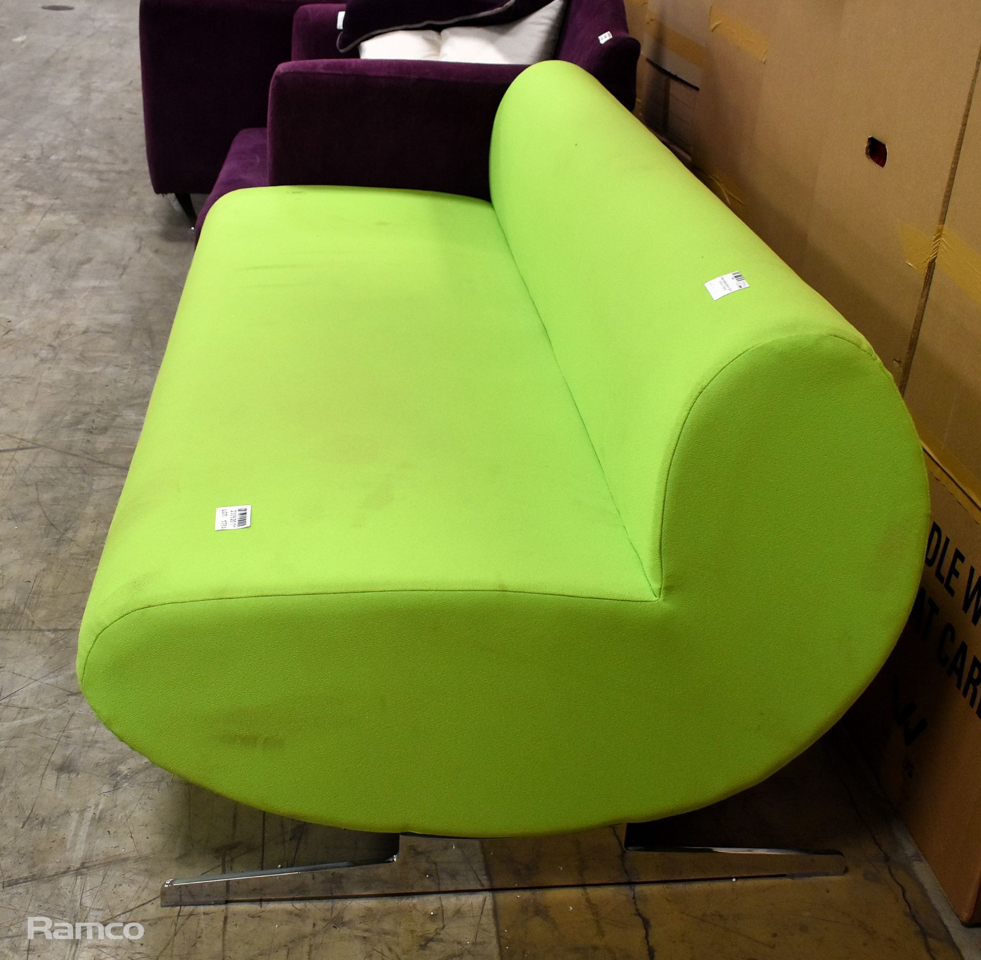 Green padded sofa, Green padded chair, Green padded stool - Image 4 of 5