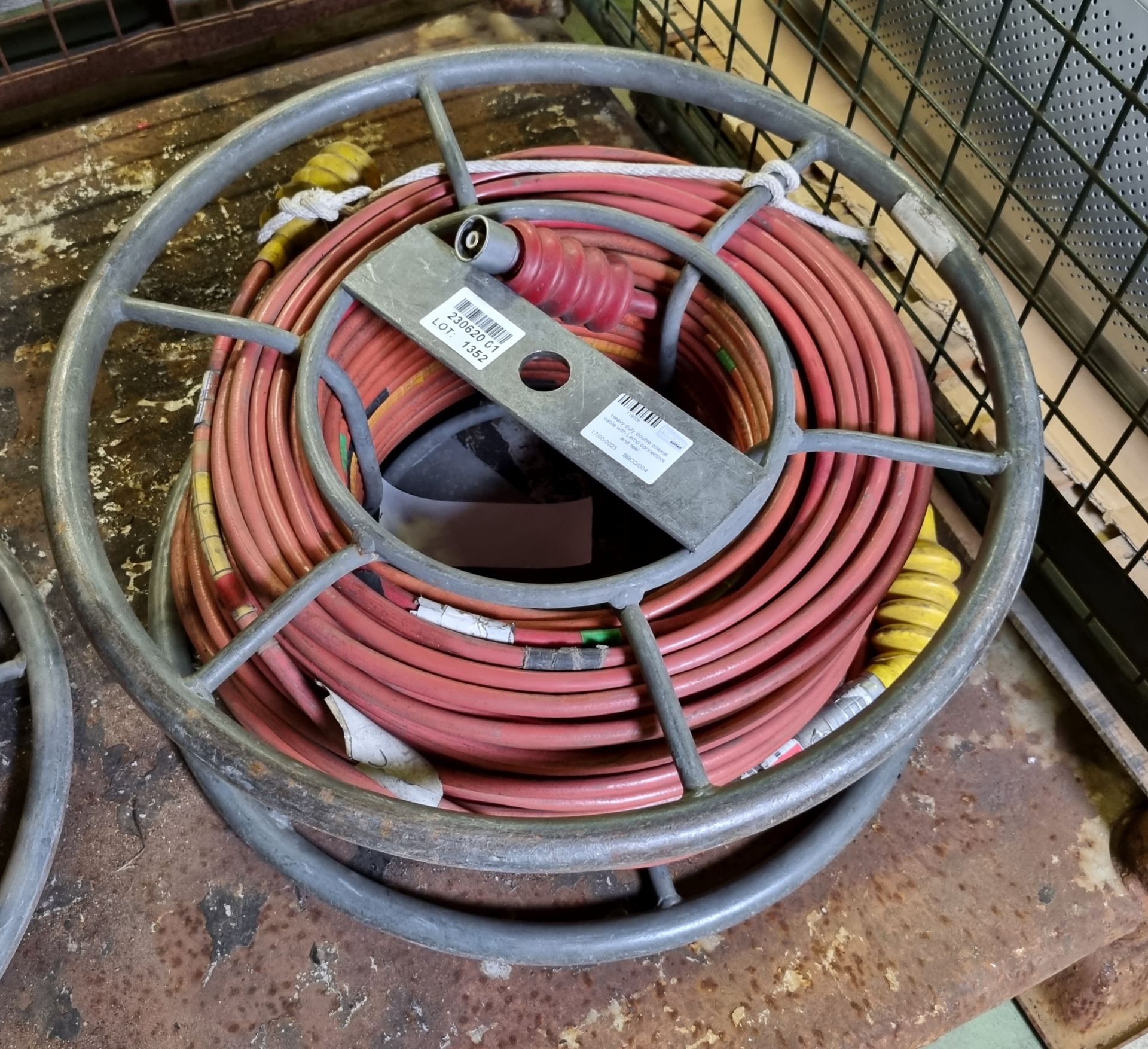 Heavy duty double coaxial cable with Lemo connectors and reel