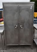 Stainless steel double door cupboard with adjustable shelves - W 1100 x D 500 x H 1850mm