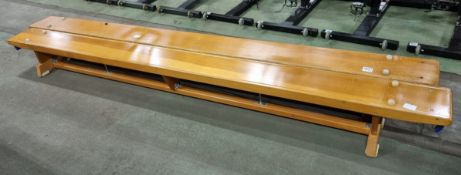 2x Gymnasium wooden gym benches - L 3360 x W 260 x H 290mm