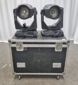 2x Clay Paky Alpha 575 spot washes light with flight case - L 108 x W 87 x H 89cm missing brackets