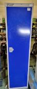 Locker with blue door - open with latch locked - no keys- L 460 x D 460 x H 1800mm - REMAINS OPEN
