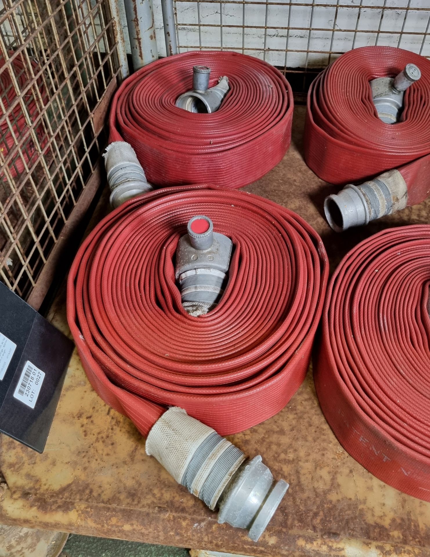 6x Angus Duraline 64mm lay flat hoses with couplings - approx 15m in length - Image 5 of 5