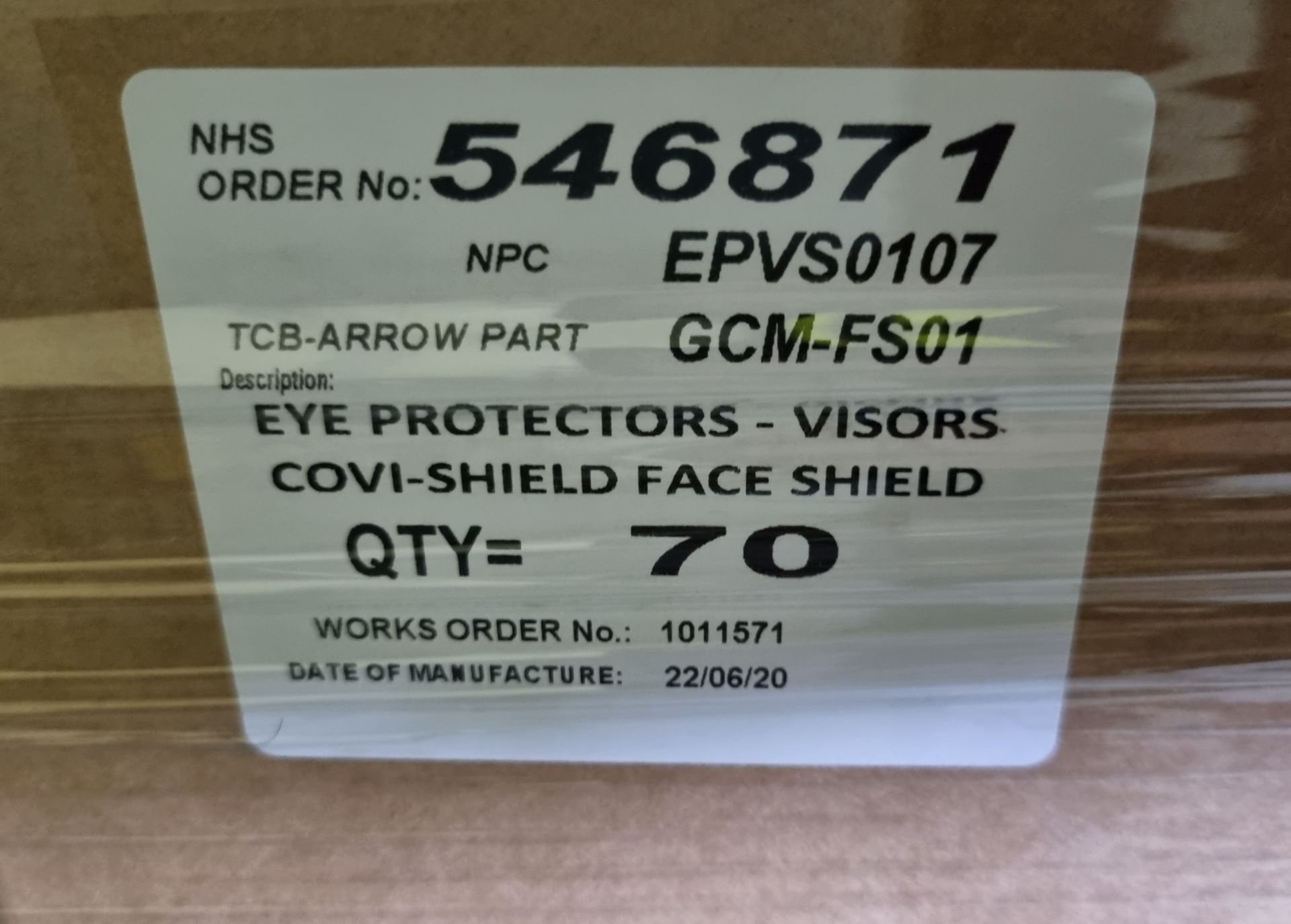 21x Boxes of Covi-Shield visors - 70 units per box - Image 3 of 4
